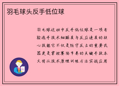 羽毛球头反手低位球